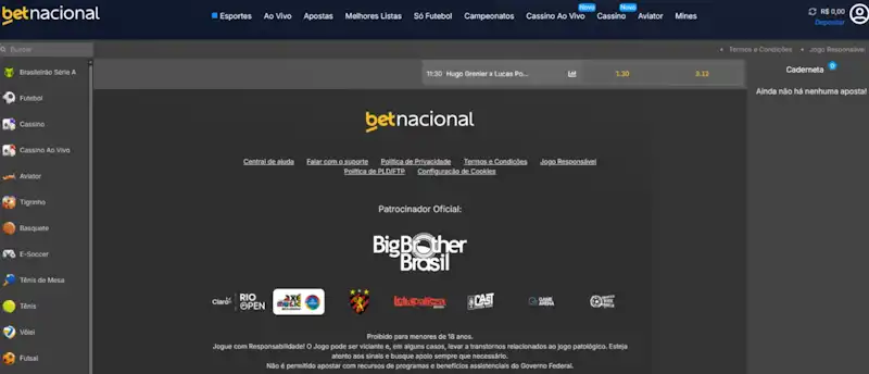 Betnacional — casa de apostas bet com depósito a partir de R$1